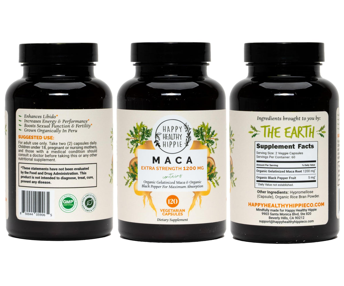 Organic Maca Root Capsules 1200 mg – Libido Support for Women Fast Acting & Potent | Female Maca Supplement | Energy Pills from Peru | Includes Black Pepper for Absorption | (2 Month Supply) 120 Ct