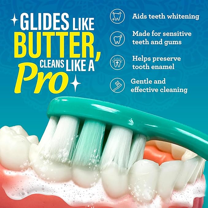 GuruNanda Butter On Gums Toothbrush, ADA Accepted, with 8000+ Ultra Soft Softex Bristles for Sensitive & Receding Gums, Perfect for Whiter Teeth, 1 Ct (Pack of 2)
