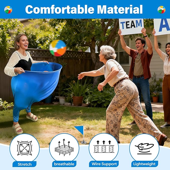 Granny Pants Yard Game for Kids (31.5 in *24 in), 2Pcs Granny Pants Outdoor Games with 10 Bouncy Balls, 2 Pumps & Flags, Granny Pants Game for Easter Carnival Party Gatherings(Small)