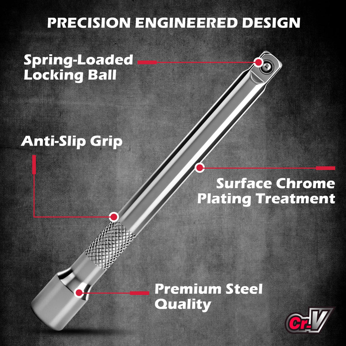 9-Piece Socket Extension Bar Set, 1/4" & 3/8" Drive Ratchet Extensions 2", 3", 4", 6", 8" & 10" with Universal Joints, CR-V Steel for Tight Spaces