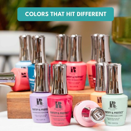 RC Red Carpet Manicure Fortify & Protect - Complete Gel Nail System with LED Light for 21-Day Long-Lasting, Chip-Free Nails, Professional and Easy Application (Fortify & Protect Pro Kit)