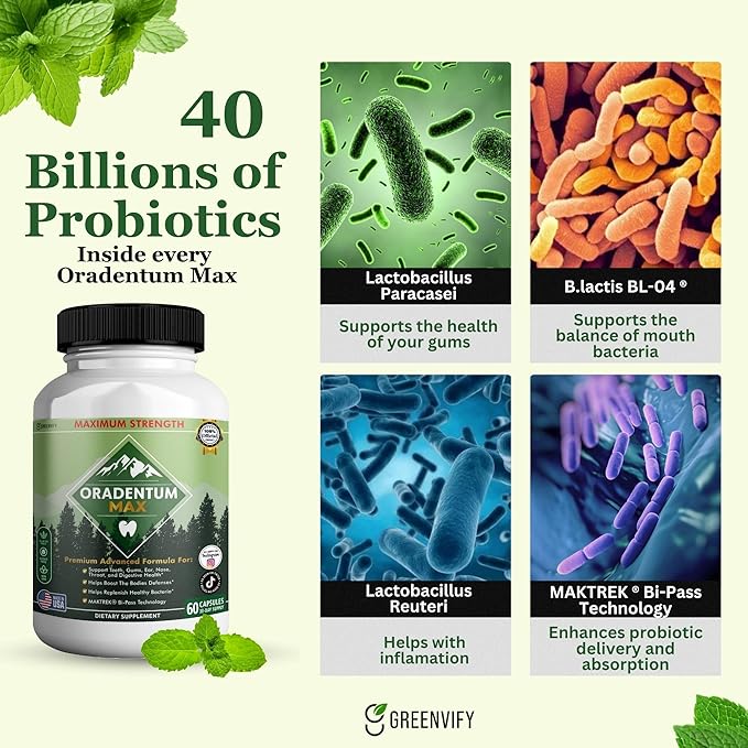 Oradentum Max Probiotic Supplement, 40 Billion CFU, 60 Capsules, 30 Day Supply (1)