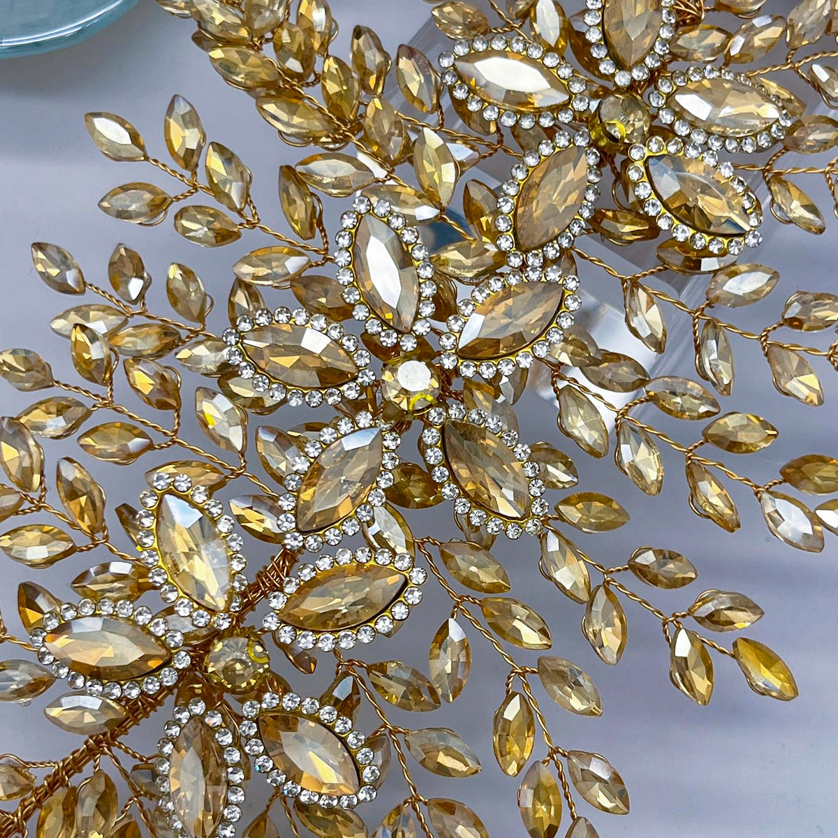 Mpoikba Bridal Hair Accessories, Wedding Hair Pieces for Brides, Rhinestone Bride Headband(Champagne)