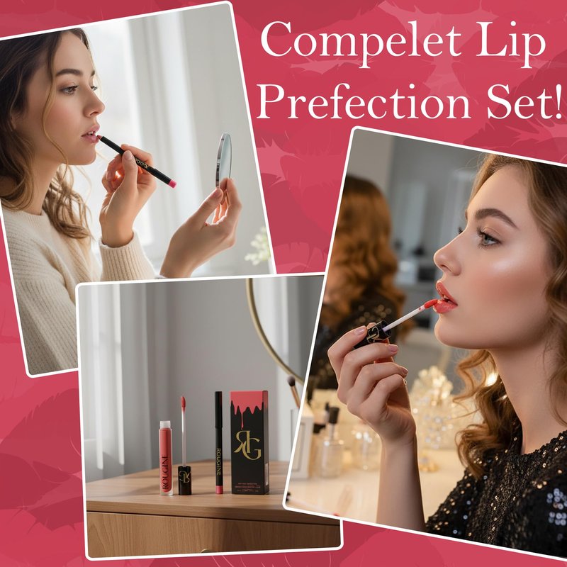 Rougine Matte Lipstick & Lip Liner Set for Women – Boujee Shade – Long-Lasting Waterproof 2-in-1 Lip Kit – Smudge-Proof Liquid Lipstick with Precision Liner, Enriched with Vitamin E & Shea Butter