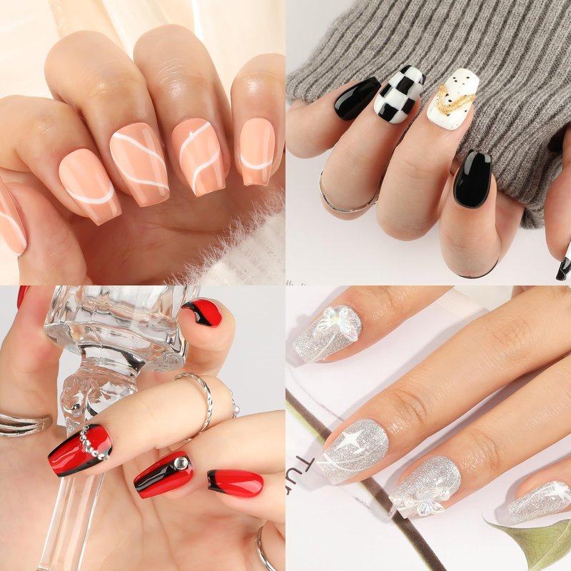 UNA GELLA Short Coffin Nail Tips 216pcs Short Coffin Gel Nail Tips 12 Sizes Full Cover Soft Gel Clear Fake Nails Extension for Home DIY Salon