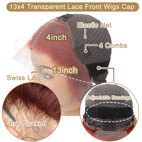 DGGDGG Reddish Brown Lace Front Wigs Human Hair Pre Plucked 200 Density Straight Lace Front Wig Human Hair 13x4 HD Lace Frontal Wig for Women