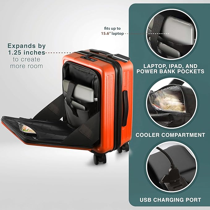 TRAVELARIM Luggage Sets 3 Piece, 20 Inch Carry on Luggage and 28 Inch Suitcases with Wheels Spinner, Durable Hard Shell Suitcase Set, Expandable Travel Suitcase, Orange