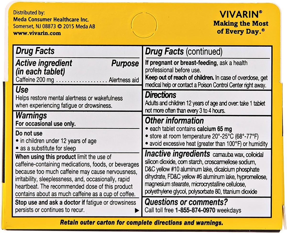 Vivarin Brand Alertness Aid, 40 Tablets (Pack of 4)