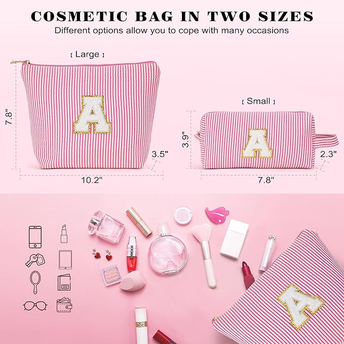 Travel Makeup Bag Organizer - Travel Essentials Toiletry Bag for Women, Initial Travel Toiletry Bag with Zipper | Preppy Stuff Birthday Gifts for Women Mom Daughter, Blue Letter G