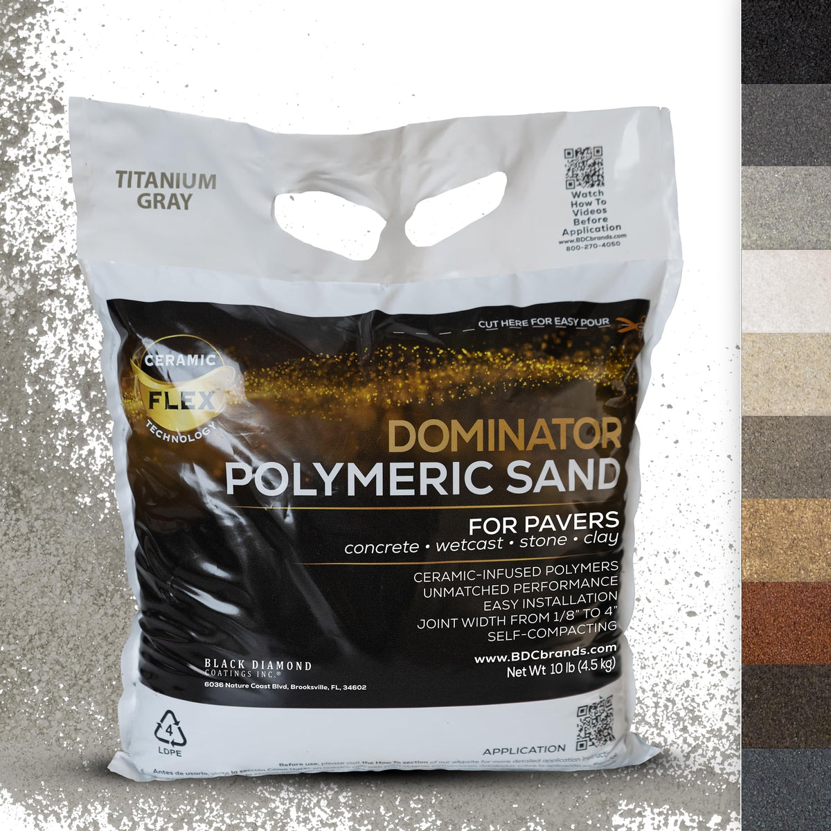 10 Pound Titanium Gray DOMINATOR Polymeric Sand with Revolutionary Ceramic Flex Technology for Stabilizing Paver Joints/Gaps, 1/8” up to 4”, Professional Grade Results