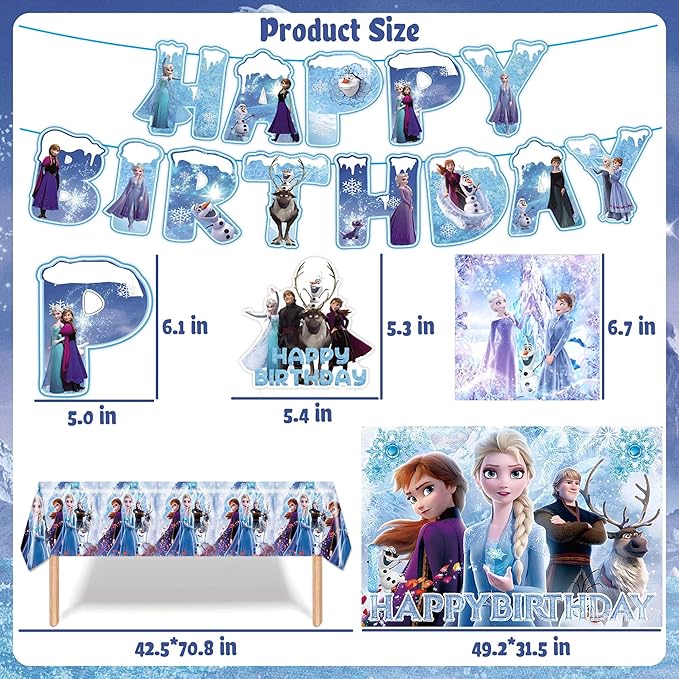122 PCS Elegant Birthday Party Supplies, Party Decorations Include Tablecloth, Paper Tableware, Stickers, Backdrop, Banner, Balloons, Hanging Swirl for Adult