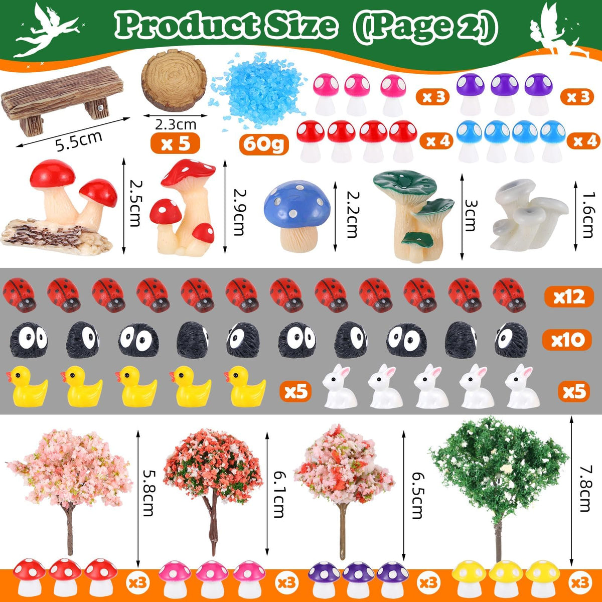 HIYZI 100 Pcs Fairy Garden Accessories Miniatures Figures Kit