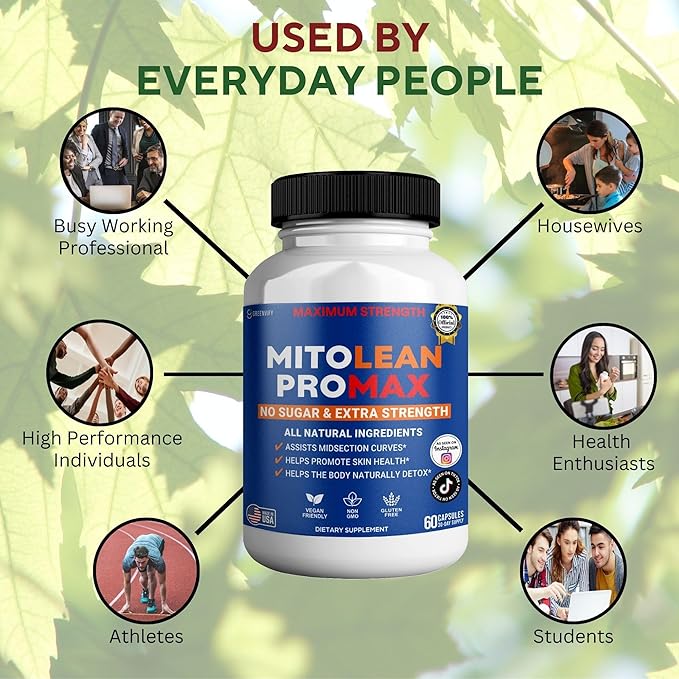 MitoLean ProMax Maximum Strength Supplement, 60 Capsules, All Natural Ingredients, Sugar Free, Vegan, Gluten Free, Made in USA (2)