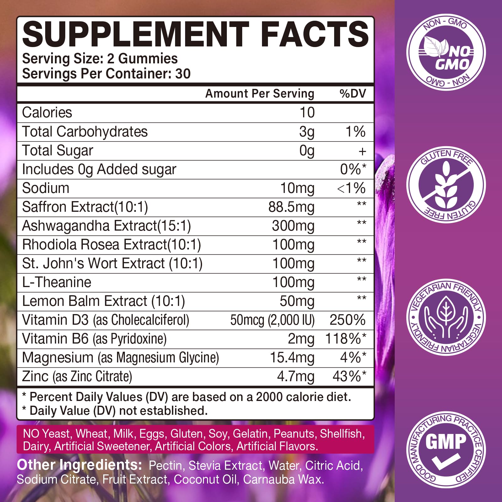 2 Pack Saffron Supplements Gummies for Kids & Adult, 88.5mg Saffron Extract with Vitamin D3, B6, Magnesium, Ashwagandha, L-Theanine for Clam, Energy, Focus, Sugar-Free, Strawberry Flavor, 120 Count