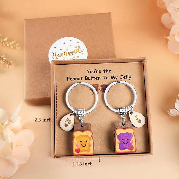 Cute Toast Keychain for Girls, New Beginnings Gifts for Best Friend as Next Chapter Stuff, Cute Love Engagement Housewarming Birthday New Job Gifts for Coworker Couple Bestie Sister Parents