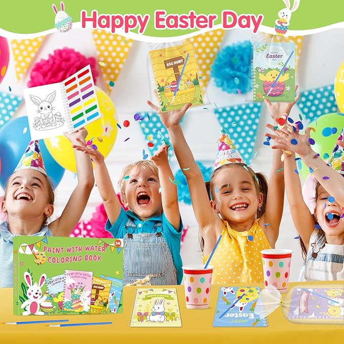 24 Water Coloring Books Party Favors -Toddler Easter Basket Stuffers Crafts Gifts, Mini Coloring Books Bulk for Kids Boys Girls Classroom School Activity easter Basket Goodie Bag Fillers (Easter A)