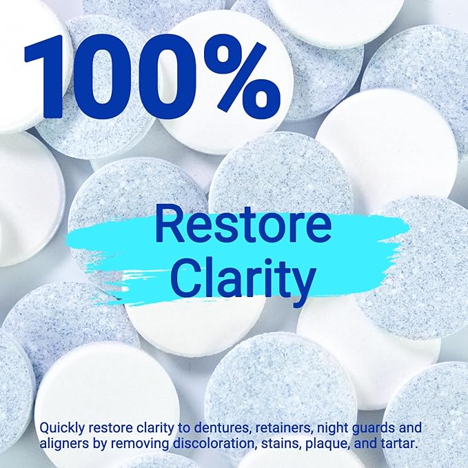 ㅊ with 120 Denture Cleaning Tablets, Quickly Remove Odors, Discoloration Stains & Plaque from Aligner, Mouth Guard, Night Guard and More Dental Appliances (Mint Flavor)