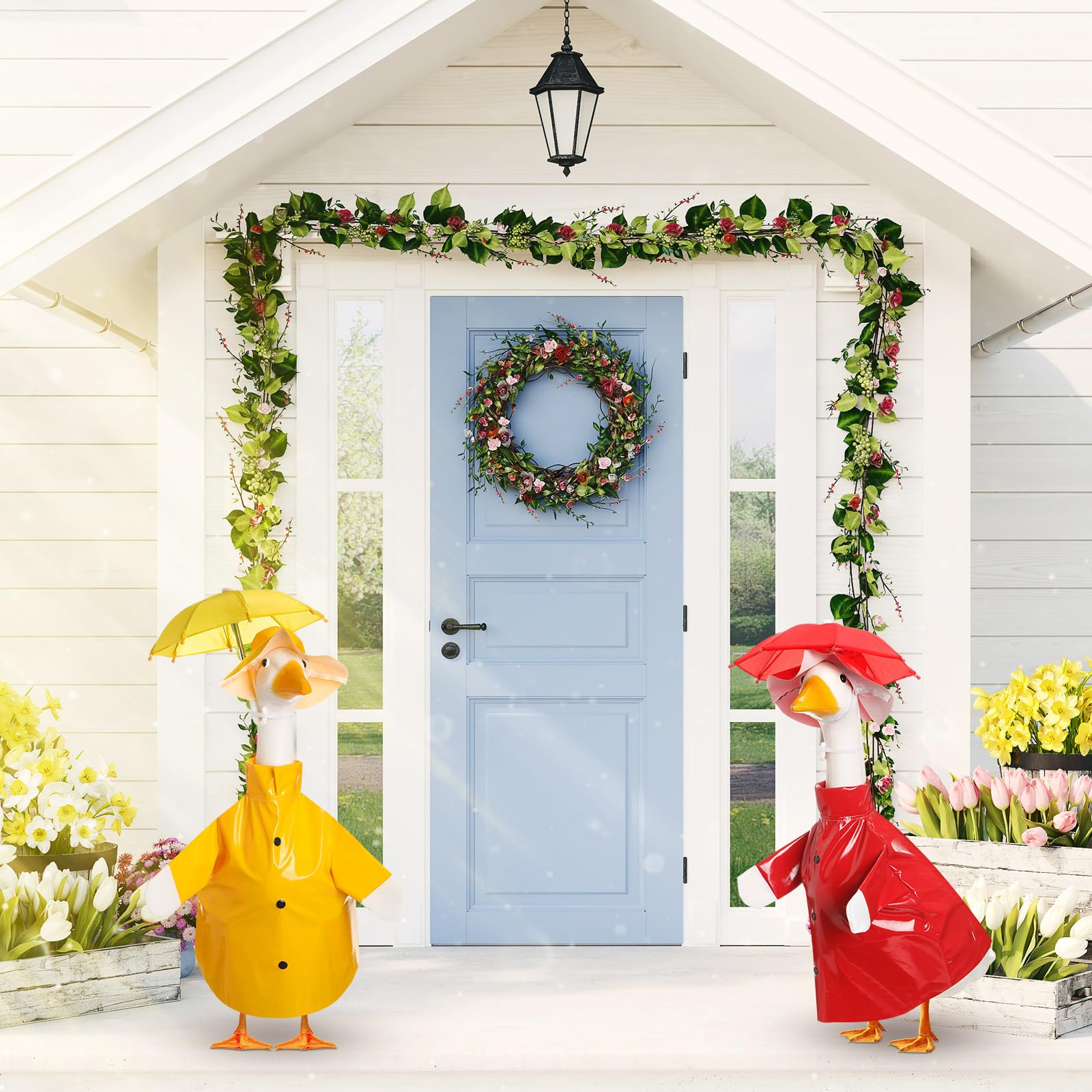 Yeyeplum 2 Set Summer Porch Goose Outfit,Red Yellow,23 Inches,Classic