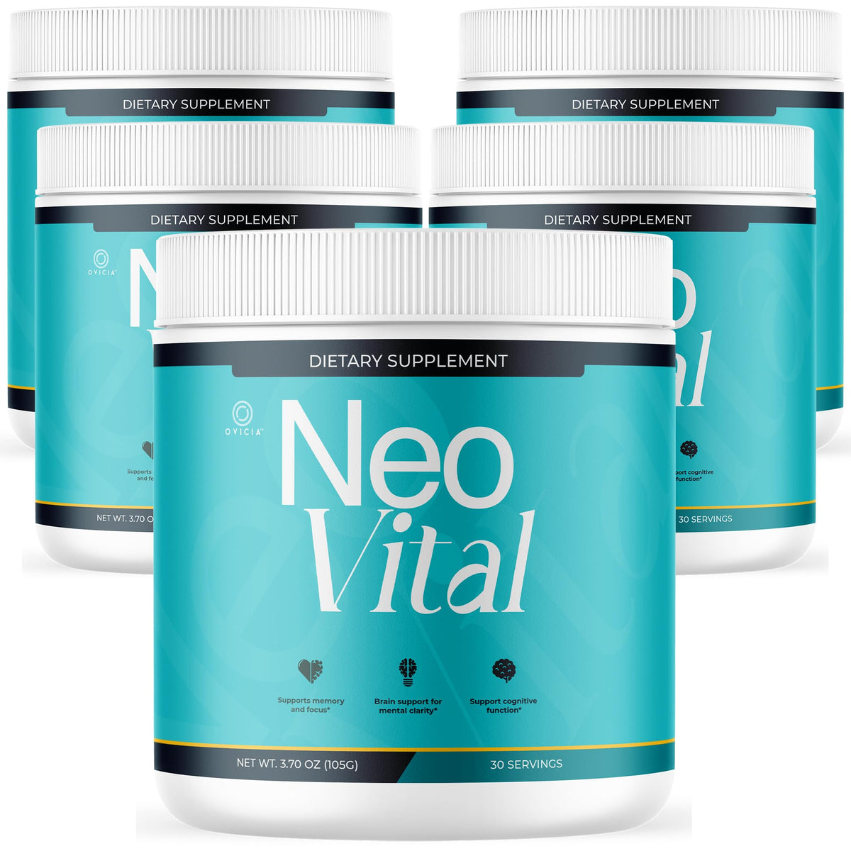 (5 Pack) Neo Vital - Official NeoVital Powder Advanced Premium Formula with All Natural Ingredients Maximum Strength, Neo Vital Memory Powder for Brain Health Wellness, 300 Servings for 5 Months