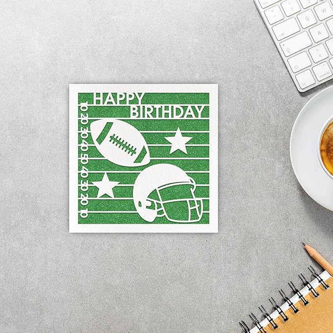 MAGJUCHE Green Football Birthday Card, Glitter Laser Cut Greeting Card For Boys, Girls, Men