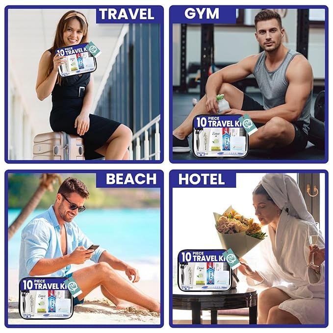 Trektote Bulk Hygiene Kit For Men And Women – (50 Pack) 10 Piece Set Of Travel Size Toiletries, TSA Compliant, Bulk Travel Essentials, Includes Shampoo And Conditioner, Body Wash, Toiletry Bag & More