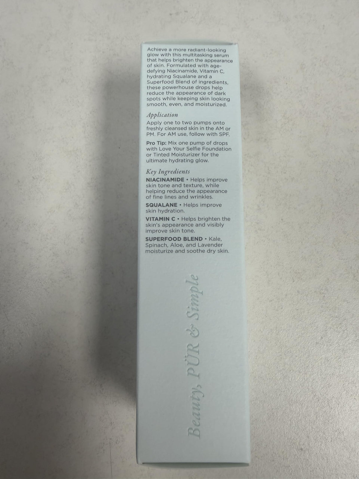 PÜR Go with the Glow Niacinamide Drops, Improves Skin Hydration, Reduces Redness, Vitamin C, Cruelty, Paraben & Gluten Free, 1 oz.