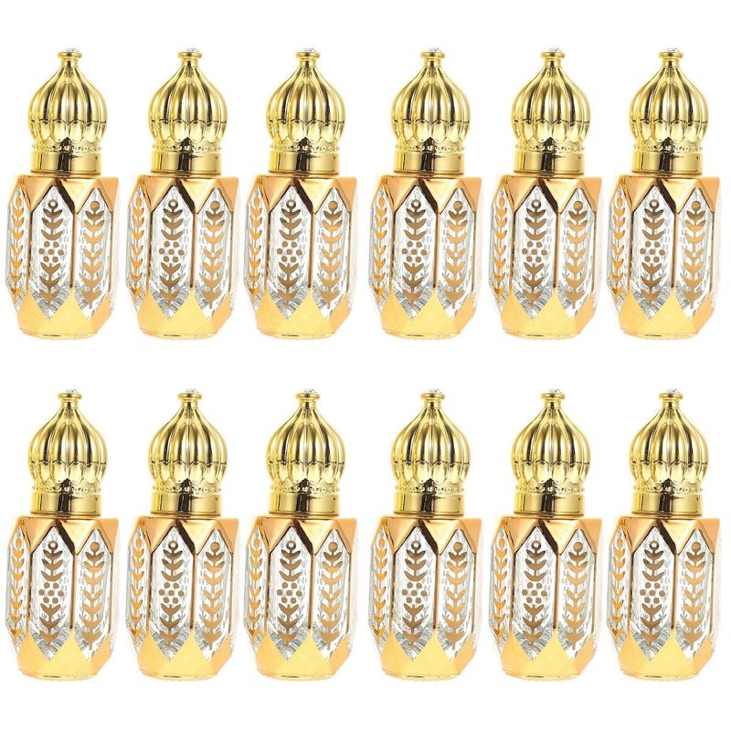 GLEAVI 12 pcs Essential Ml Mini Fragrance Exquisite Tiny Er Perfume Refillable Plastic Oil DIY Sub-ing Perfumes Balms On Golden Dispensing Gold Arabic Small for Container