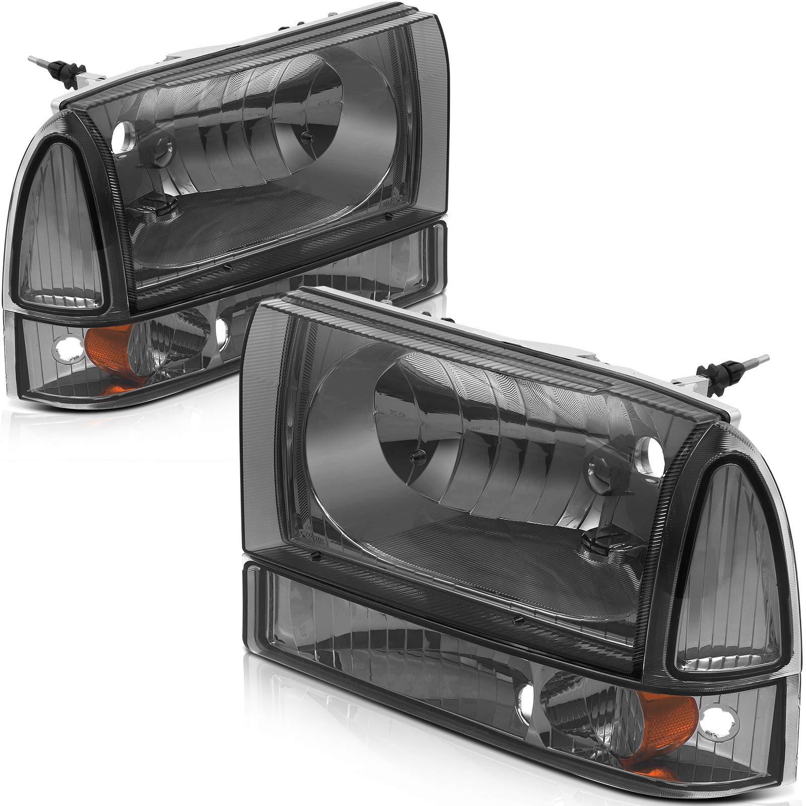 OCPTY Headlight Assembly Pair Replacement For 1999-2004 for Ford for Mustang Clear Lens Black Housing Clear Reflector