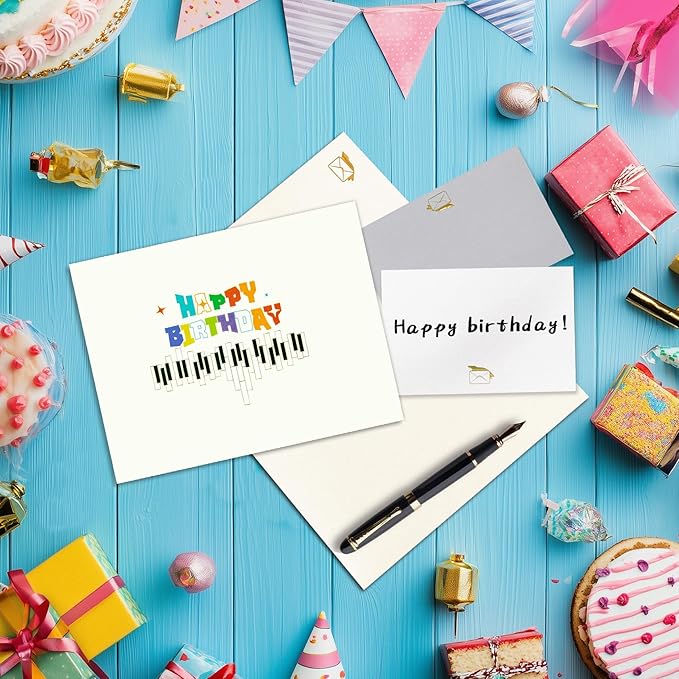 GREETING ART Musical Birthday Cards, Piano Birthday Card With Music and Light, 3D Piano Card, Piano Pop Up Card, Piano Greeting Cards for Men Women