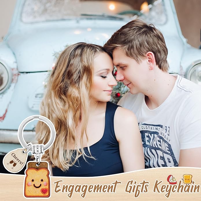 Cute Toast Keychain for Girls, New Beginnings Gifts for Best Friend as Next Chapter Stuff, Cute Love Engagement Housewarming Birthday New Job Gifts for Coworker Couple Bestie Sister Parents