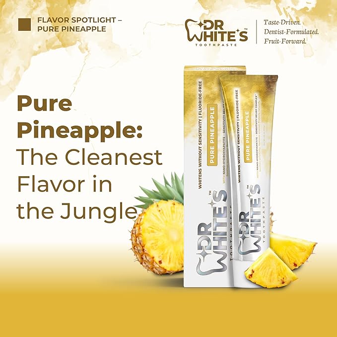 Dr. White’s Fruit by Design™ Line — Pure Pineapple Fluoride-Free Nano-Hydroxyapatite Toothpaste, 3.5 oz | Mint-Free | Dentist-Formulated | Enamel-Identical Mineral Care