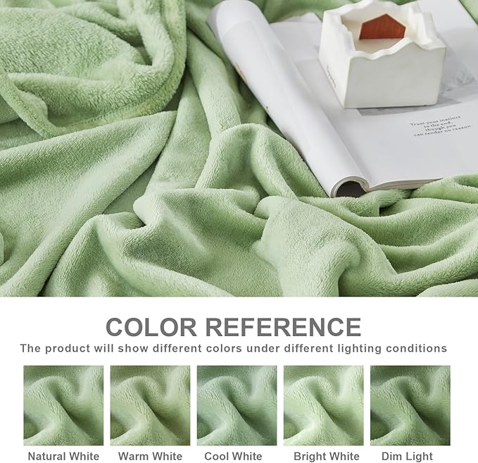 Hansleep Fleece Sage Green Throw Blanket, Super Soft Flannel Fuzzy Plush Cozy Blanket for All Seasons, Sage Green, Throw 50x60 Inches