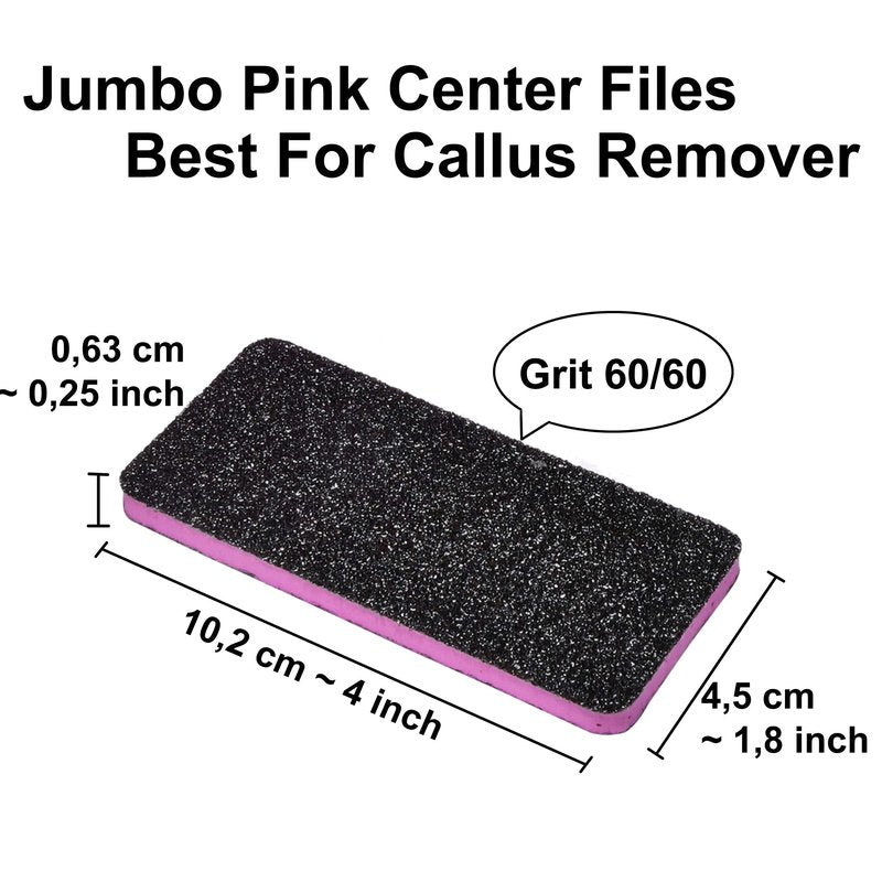 New AMT 12 PCS Pedicure Foot File Grit 60/60, Black Callus Remover File, Nail Files for Pets, Emery Boards for Pet Grooming, 60 Grit Foot File (12 PCS -Pink Center)