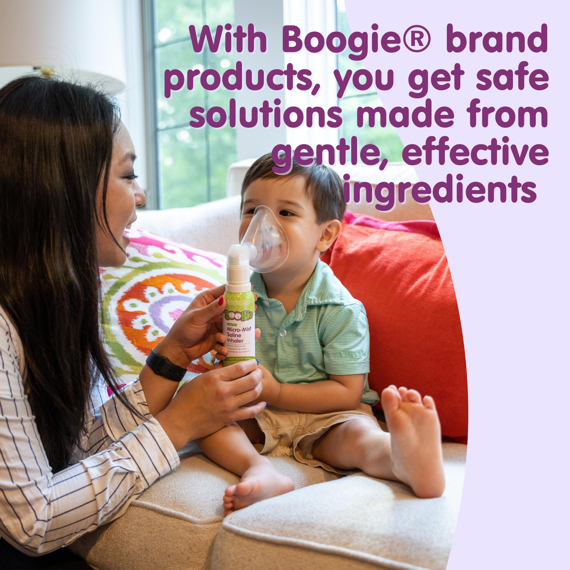 Boogie Micro-Mist Saline Inhaler, Baby Nose Congestion Relief, Nasal Spray for Kids, Pediatrician Recommended, 1.7oz Unscented - Pack of 1