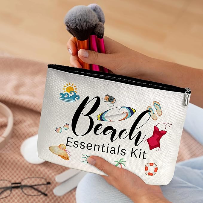 Summer Cosmetic Bag, Cruise Gift Makeup Bag with Zipper for Toiletry Bag Accessories, Beach Lover Gifts for Women Girls Birthday- B15