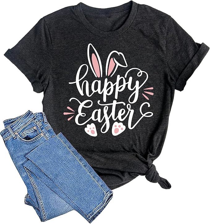 LAZYCHILD Women Easter Teacher Shirts: Funny Treat All with Kindness T-Shirt Bunny Rabbit Tee Tops