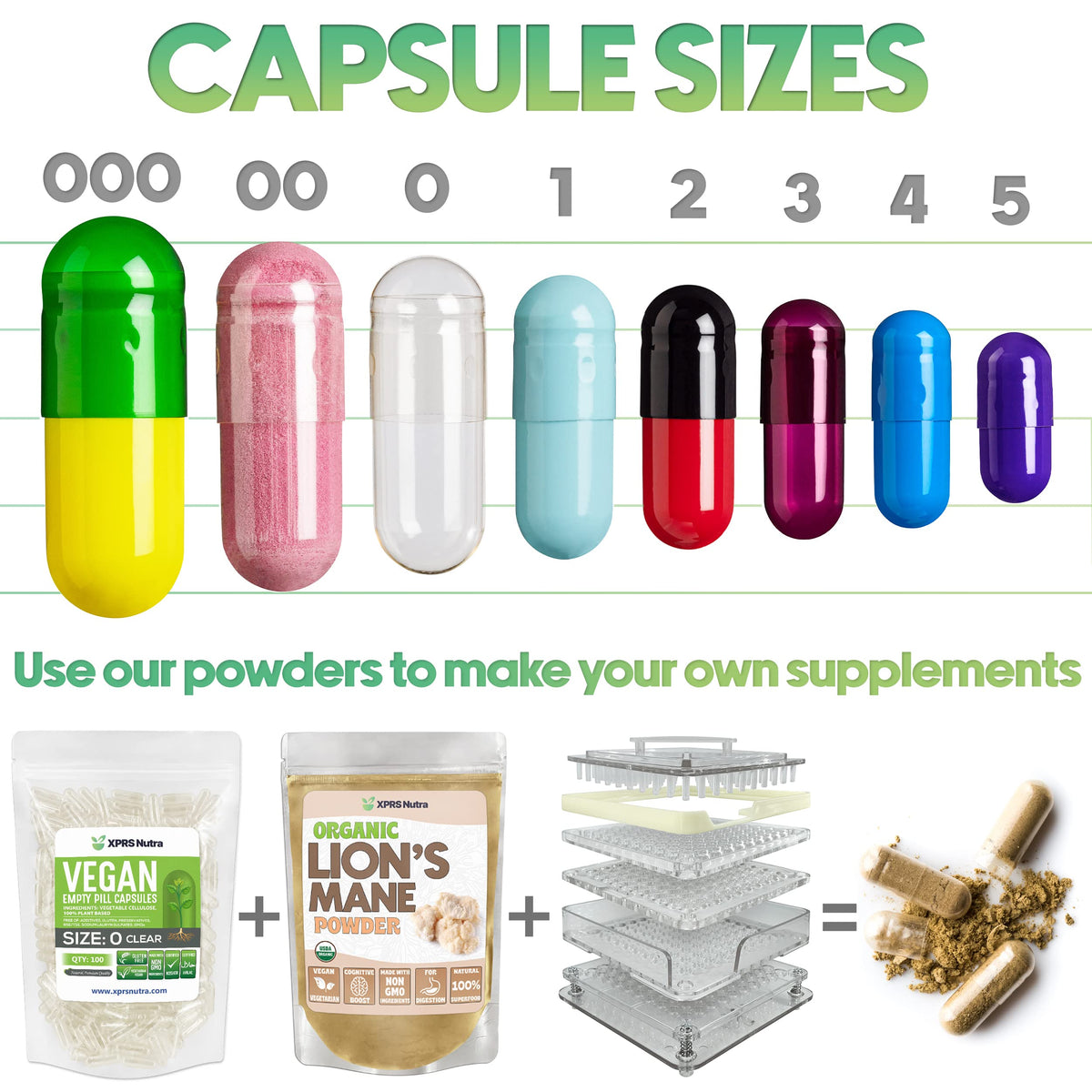 XPRS Nutra Delayed Release Size 0 Empty Capsules - 1000 Count Clear Empty Vegan Capsules - Vegetarian Pills - DIY Vegetable Capsule Filling - Fillable Veggie Gel Caps for Do-It-Yourself Supplements