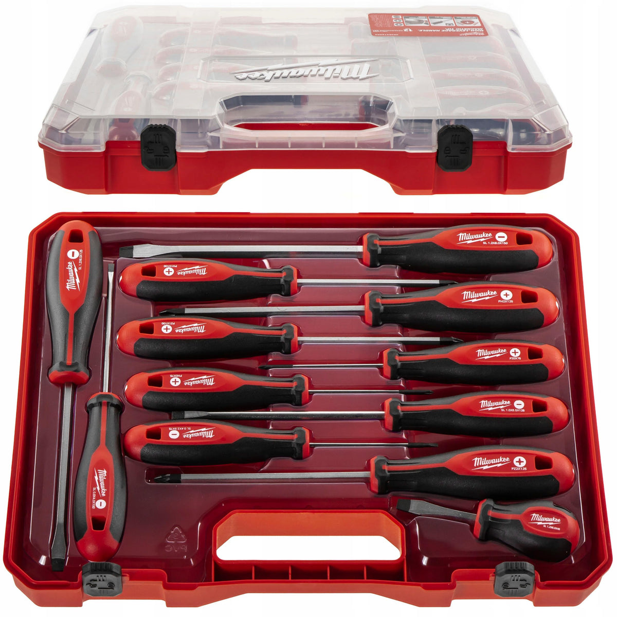 Milwaukee Set of 12 Tri-Lobe Screwdrivers 4932472003,Red