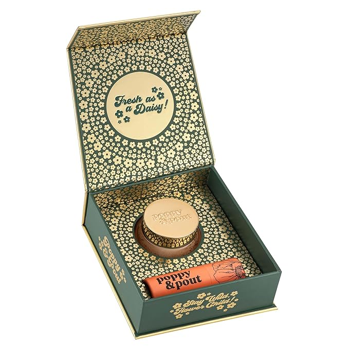 Poppy & Pout Lip Care Set | Lip Balm & Scrub | Sustainable Cardboard Tubes & Glass Jars, All Natural, Beeswax, Coconut Oil, Cruelty Free, Exfoliating & Moisturizing Lip Treatment (Orange Blossom)