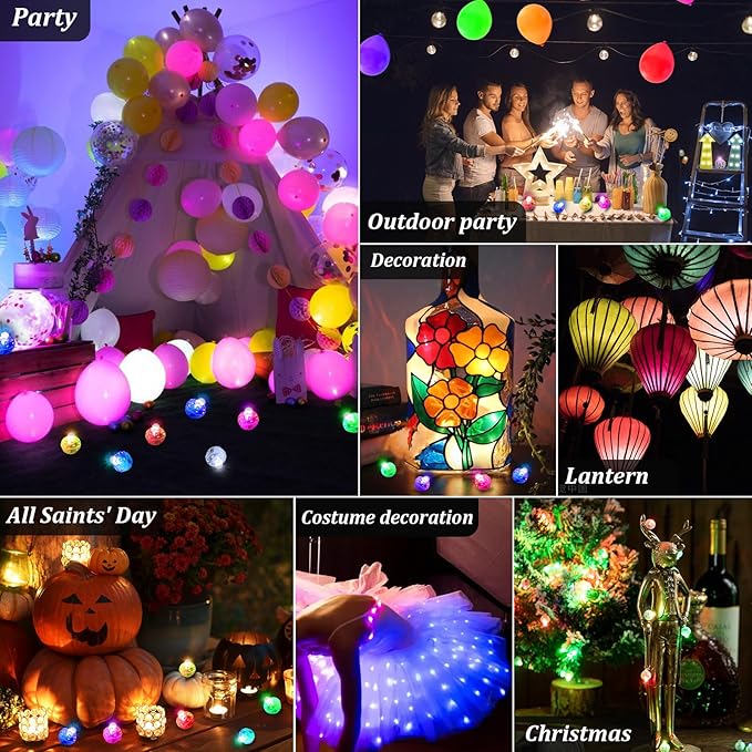 AIKEI 100pcs LED Balloon Lights, Red Mini Balls Lights,Long Standby Time Waterproof for Halloween Valentine's Day Wedding Paper Lantern Birthday Party Decoration