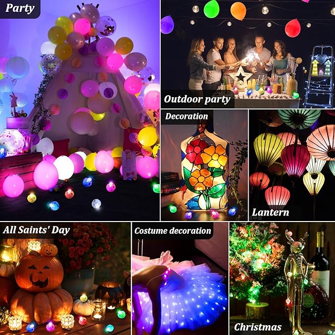 AIKEI 200pcs LED Balloon Lights,White Mini Balls Lights,Long Standby Time Easter Decor,Waterproof for Paper Lantern Easter Eggs Halloween Christmas Wedding Birthday Party Decoration