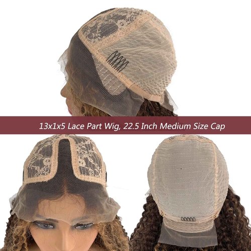 Licoville Ombre Lace Front Wigs Human Hair 22 Inch Curly Highlight Lace Frontal Wig Mixed with Brown Roots Wear and Go 4/27 Honey Blonde Water Wave Human Hair Wig 150% Density