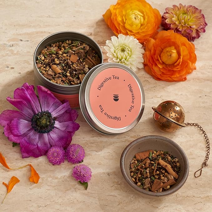 Divya's Digestive Tea, Ayurvedic Herbal Tea for Digestive Support and to Ease Bloating and Constipation, Caffeine Free, Organic, Non-GMO, Ayurvedic, Loose Leaf