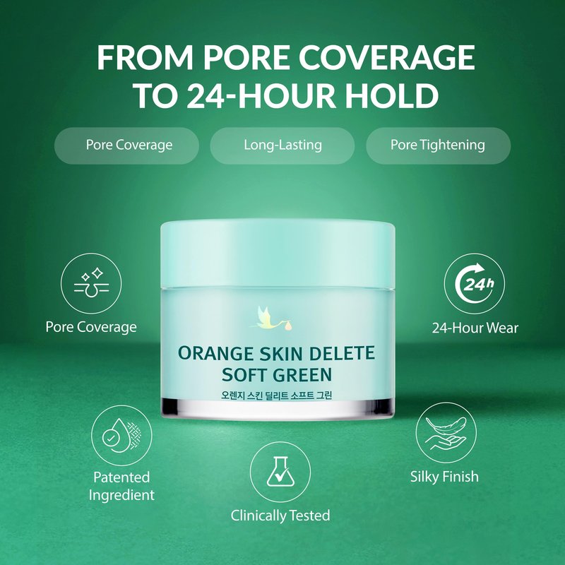 Orange Skin Delete Soft Green Pore Primer Skin Smoothing Long Lasting Wear Korean Makeup 30g 1.06 oz