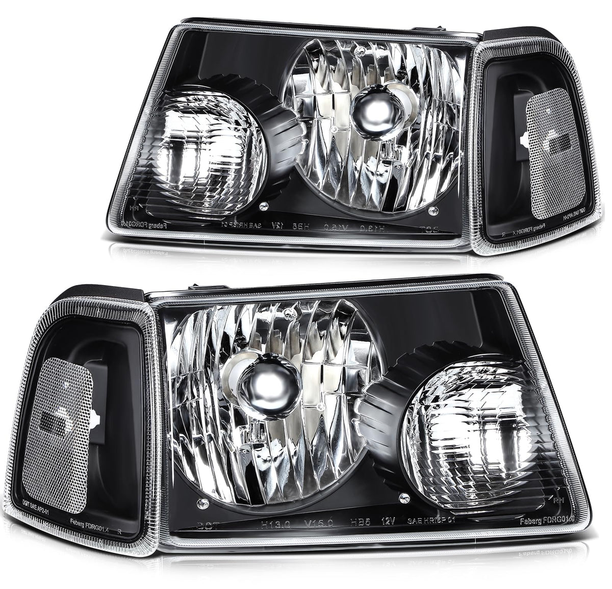 LBRST Headlight Assembly Fit 2001-2011 for Ranger Driver & Passenger Side Headlight Black Housing FO2503173