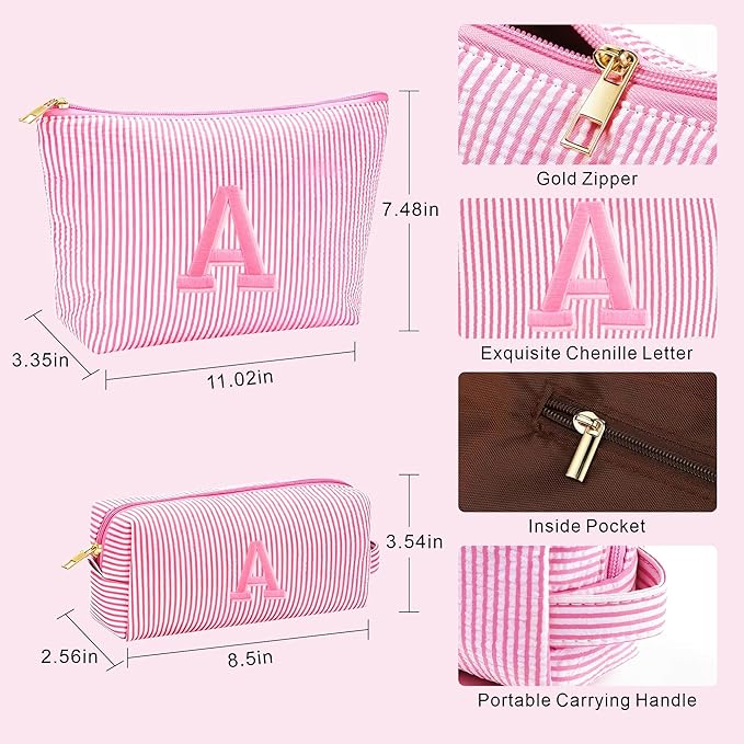 Birthday Gifts for Women - Custom Initial Makeup Bag Set, Portable Makeup Pouch Cosmetic Bag with Zipper, Travel Essentials Toiletry Bag Travel Gifts for Women, Purple B