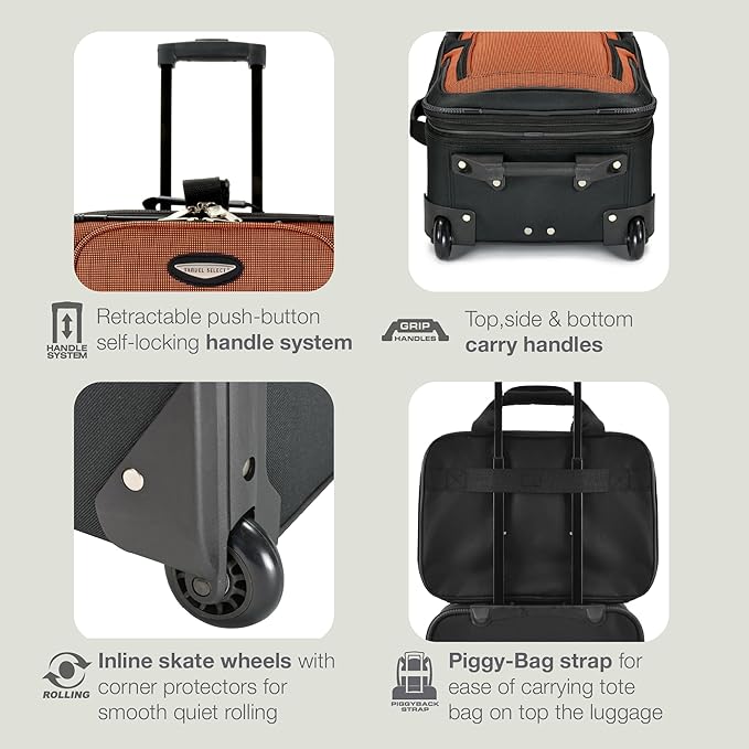 Travel Select Amsterdam Softside Expandable Luggage with Rolling Wheels, Red, 25-Inch Medium