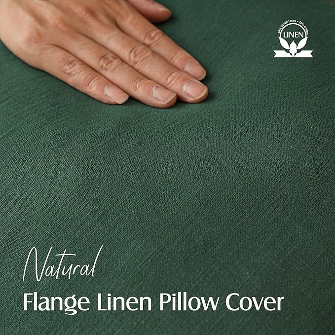 Foindtower Set of 2, Decorative Linen Soild Throw Pillow Covers Soft Accent Euro Cushion Case Farmhouse Neutral Pillowcase for Chair Couch Sofa Bedroom Living Room Home Decor 18 x 18 Inch Pine Green