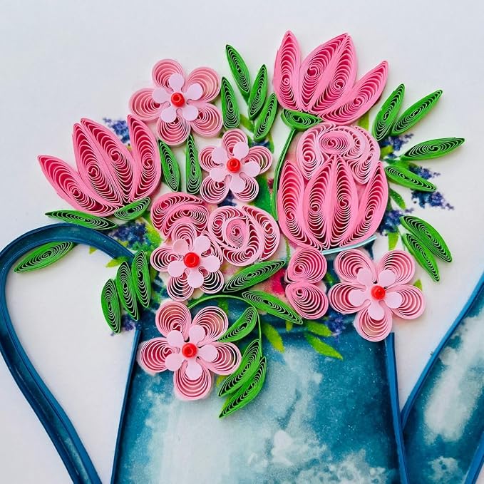 Quilling Card 3D Greeting Cards, handmade Quilling Cards birthday card, handcrafted cards for all occasions, Heart, tulip flower (Flowers)
