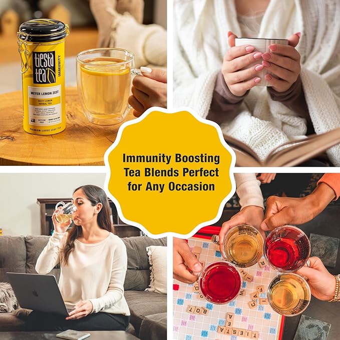 Tiesta Tea - Meyer Lemon Zest, Loose Leaf, Zesty Lemon Herbal Tea, Premium Caffeine Free Blend, Make Hot or Iced & Brews Up to 200 Cups, 16 oz Resealable Bulk Pouch